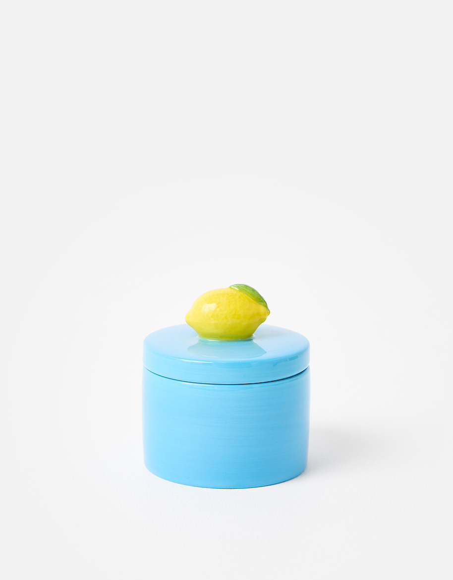 Lemon Blue Ceramic Trinket Pot